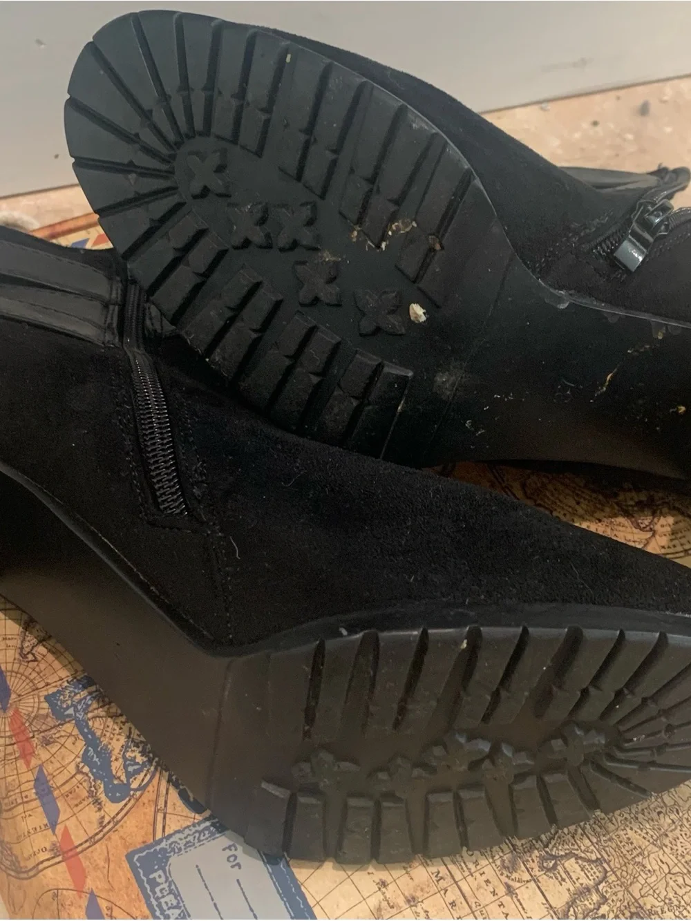 Women’s Black Suede Ankle Boots with Buckle